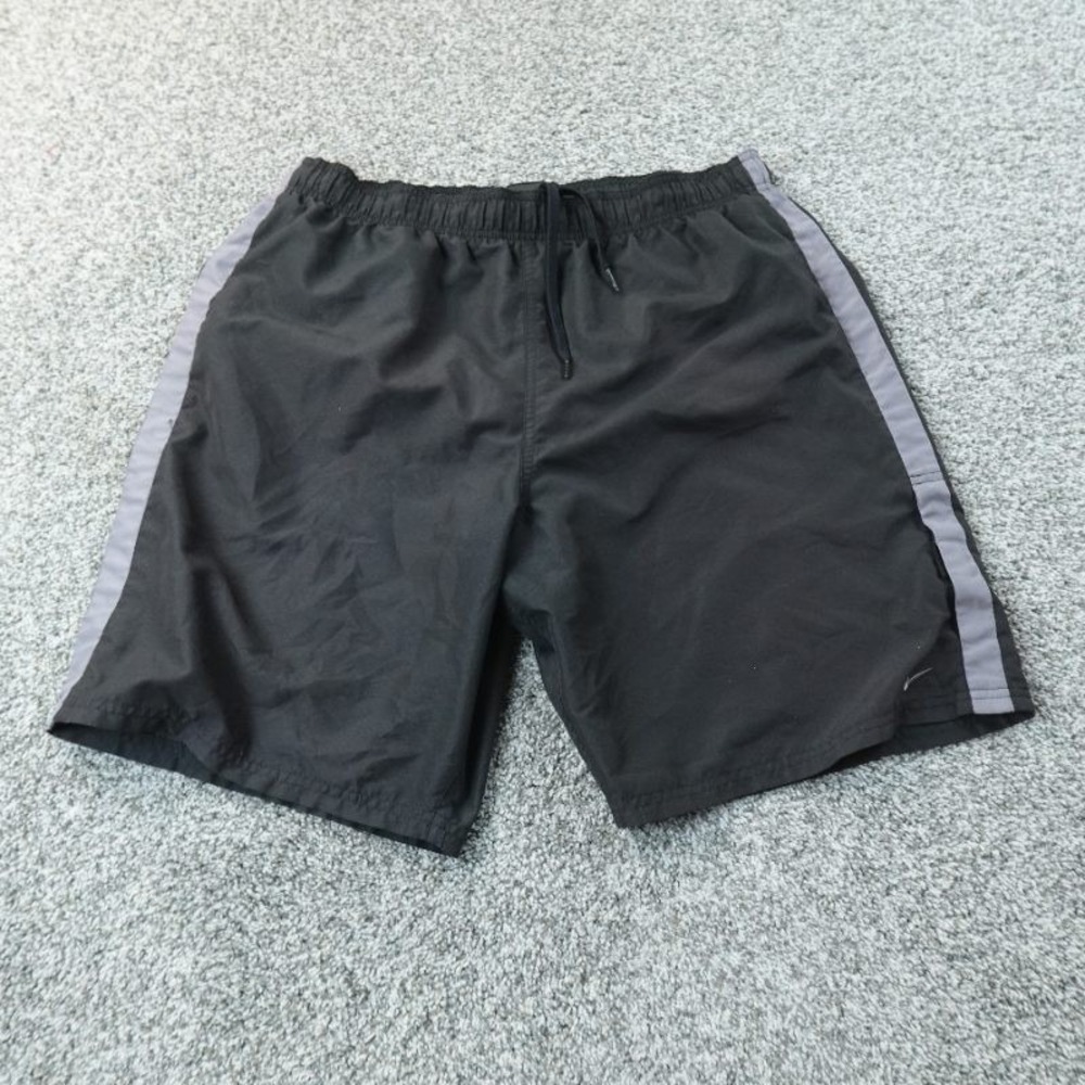 Nike Shortsโ Mens L Black Gray Stripe Athletic Drawstring Workout Basketball Gym